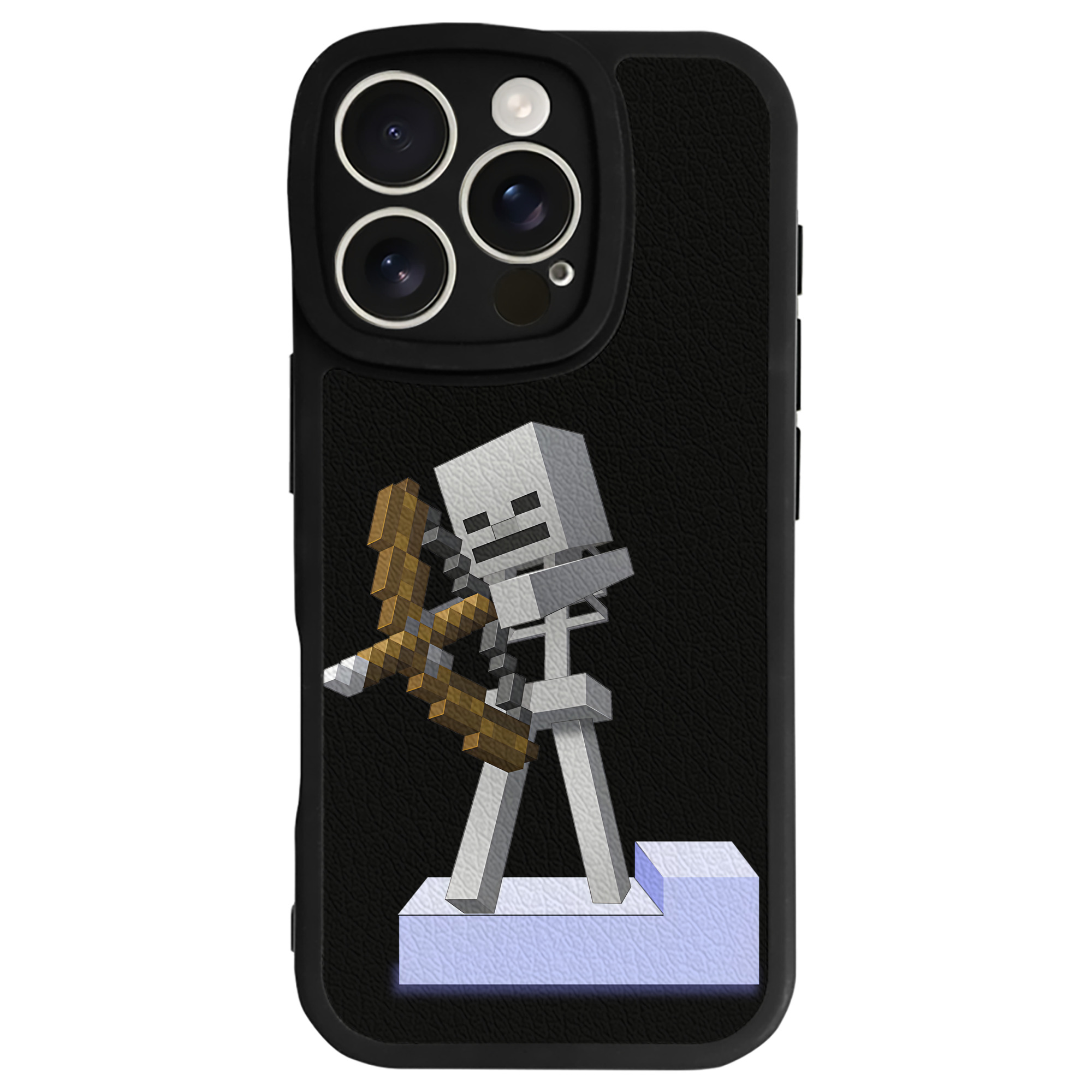 （画像用） マインクラフト ブロックの世界 Minecraft MC Block world 【iPhone 16シリーズ対応】シリコンスマホケース（レザー調） 材質：シリコン